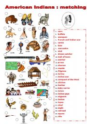 English Worksheet: INDIANS MATCHING