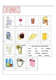 English Worksheet: drinks matching