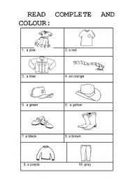 English worksheet: Colors and clothes