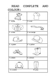 English Worksheet: Colors and clothes