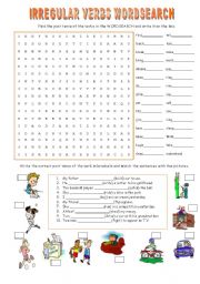 English Worksheet: IRREGULAR VERBS WORDSEARCH