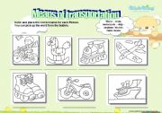 English Worksheet: means of transportation