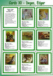 English Worksheet: Cards 30 - Degas, Edgar -  (Impressionism)
