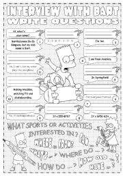 English Worksheet: Interview With Bart - Part 1/2