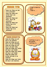 English Worksheet: MODAL VERBS HAD TO AND WILL HAVE TO