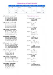 English Worksheet: ORDER OF ADJECTIVES   TEST