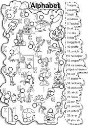 English Worksheet: ALPHABET MATCH and CRISS CROSS PUZZLE