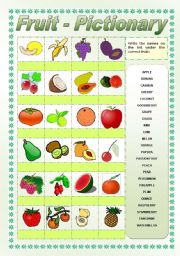 English Worksheet: Fruit - Pictionary