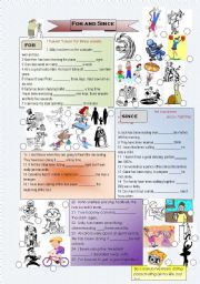 English Worksheet: For and Since