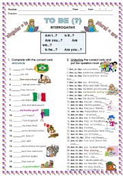 English Worksheet: VERB TO BE (?)