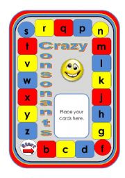 English Worksheet: Crazy Consonants Game with Dice Cards (Black and White Version Included)