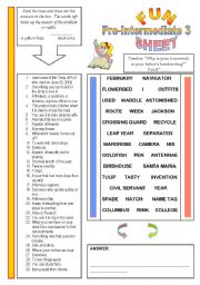 English Worksheet: Fun Sheet Pre-Intermediate 3