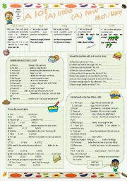 English Worksheet: (A) little, (A) few, a lot, much, many