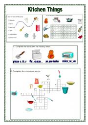 English Worksheet: Kitchen exercises 2 (10.07.09)