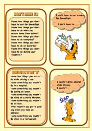 English Worksheet: DON�T HAVE TO / MUSTN�T