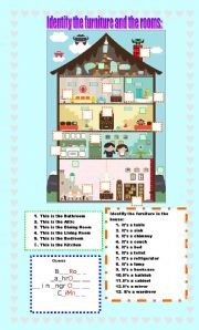 English Worksheet: Identify the furniture and the rooms Part 2