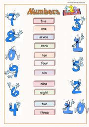 English Worksheet: numbers