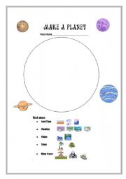 English Worksheet: Make a Planet