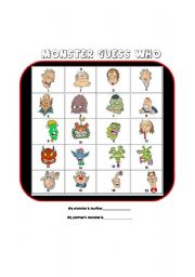 Monster Guess Who??? Great Game for Describing Facial Features
