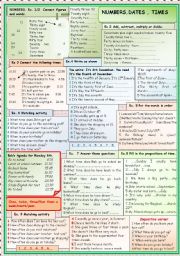 English Worksheet: Numbers, dates and times