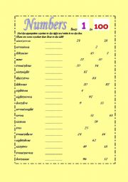 English Worksheet: Numbers