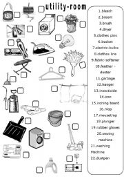 English Worksheet: Utility Room - Matching Worksheet