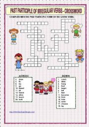 English Worksheet: PAST PARTICIPLE OF IRREGULAR VERBS - CROSSWORD