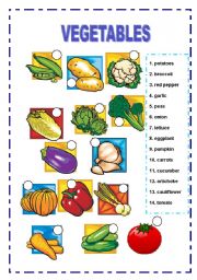 English Worksheet: VEGETABLES MATCH