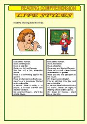 English Worksheet: READING COMPREHENSION - LIFE STYLES