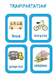 English Worksheet: TRANSPORTATION - flash cards 2/2