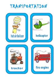 English Worksheet: TRANSPORTATION - flash cards 1/2