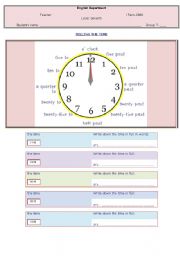 English worksheet: Write down the time.   