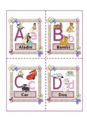 English Worksheet: Disney Alphabet!! (Edited) 1st part A-L