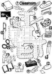 English Worksheet: SCHOOL CRISS CROSS PUZZLE and LETTER TILES