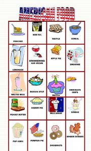 English Worksheet: PART 1 ,  20 American Food flashcards, more on sweets