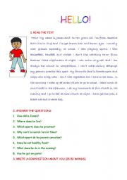 English Worksheet: INTRODUCING ONESELF