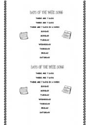 English worksheet: Days of the week song