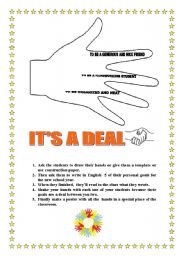 English Worksheet: Its a deal    Activity for the first day of school