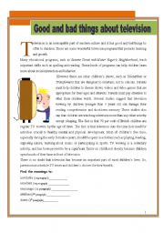 English Worksheet: Good and bad things about television