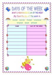 English Worksheet: Days of the Week Speaking Activity