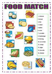 English Worksheet: FOOD MATCH