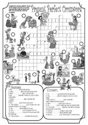 English Worksheet: present perfect crossword black and white 