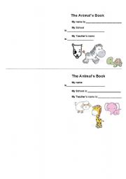 English worksheet: My Little Animals Book