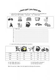 English Worksheet: I have got / I havent got