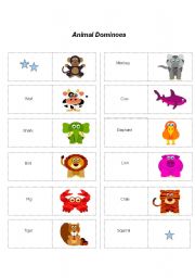 English Worksheet: Animal Dominoes