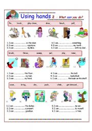 English Worksheet: Using hands 2 / What can you do? /