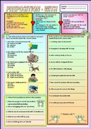 English Worksheet: Preposition - with