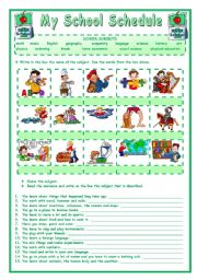 English Worksheet: MY SCHOOL SCHEDULE - 2 pages