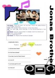 English worksheet: Jonas Brothers