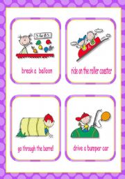 English Worksheet: Kids at Play Set  (1) -   flash cards   - 14  - to practise vocabulary  + Present Continuous